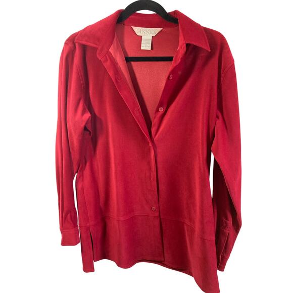 Casual Corner Annex Faux Suede Red Funky Y2k Lover Feminine 70's Button Jacket - Picture 1 of 6